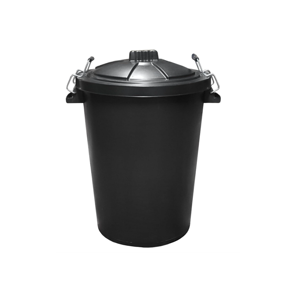 80L plastic dustbin with clip locking lid for home garden storage