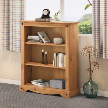 Mercers Furniture Corona Small Low Bookcase Solid Wood Pine Wooden