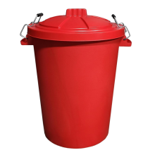 80L extra large Red dustbin with clip lockable lid for home and garden storage