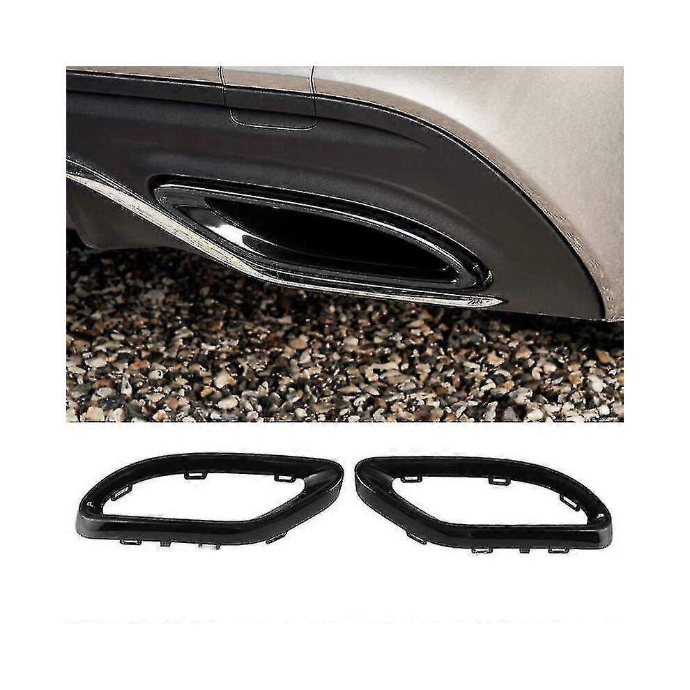 Gloss Exhaust Tip Tail Pipe Cover Trims Replacement For Mercedes-Benz A B C E Glc Cls-Class W177 W247 W205 W213 X253 C257 Black 5778930931385
