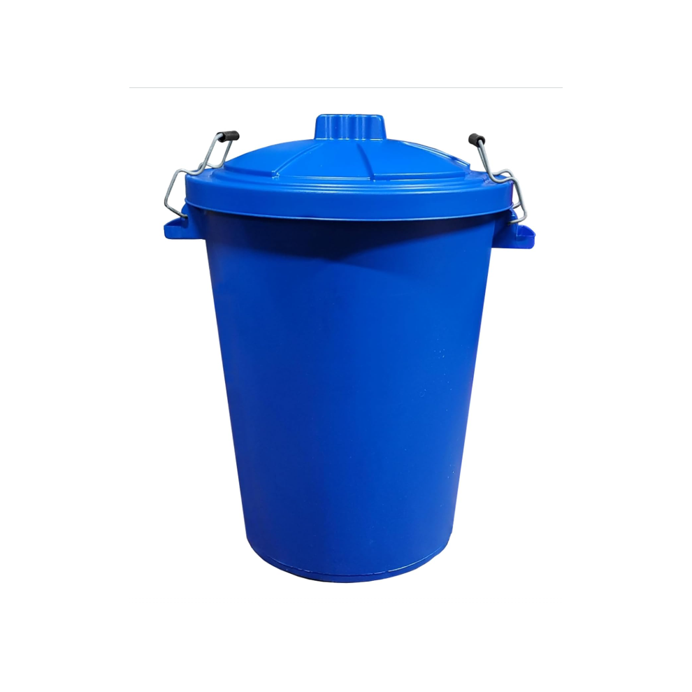 80l Blue plastic dustbin for home and garden storage