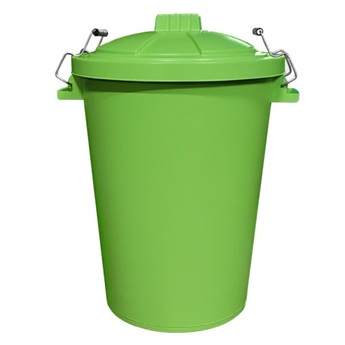 80L Lime Plastic dustbin with lockable lid for home and garden storage