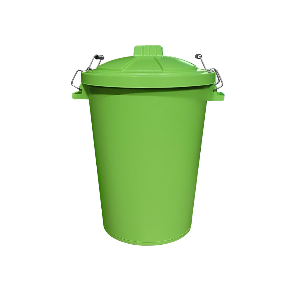 80L Lime Plastic dustbin with lockable lid for home and garden storage