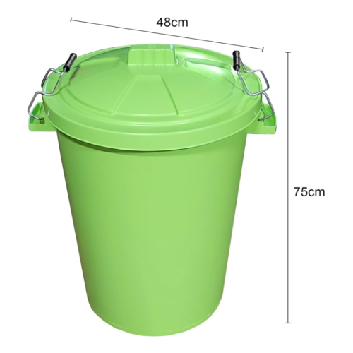 80L Lime Plastic dustbin with lockable lid for home and garden storage 1