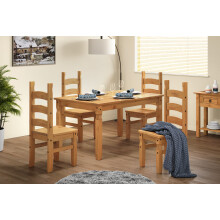 Corona 5'0" Dining Table & 4 Chairs Set Solid Wood Mexican Pine Wooden