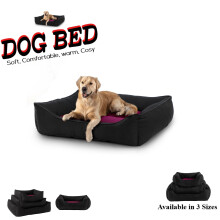 (Black & Red, Medium: 21''x25''+8'') Dog Bed Pet Puppy Cushion House Nesting Washable Rectangle Pet Basket Warm Comfy