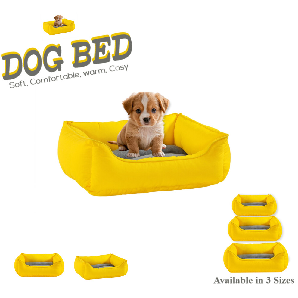 (Yellow, Medium: 21''x25''+8'') Dog Bed Pet Puppy Cushion House Nesting Washable Rectangle Pet Basket Warm Comfy-image-OPC-PB56SPP-NEW