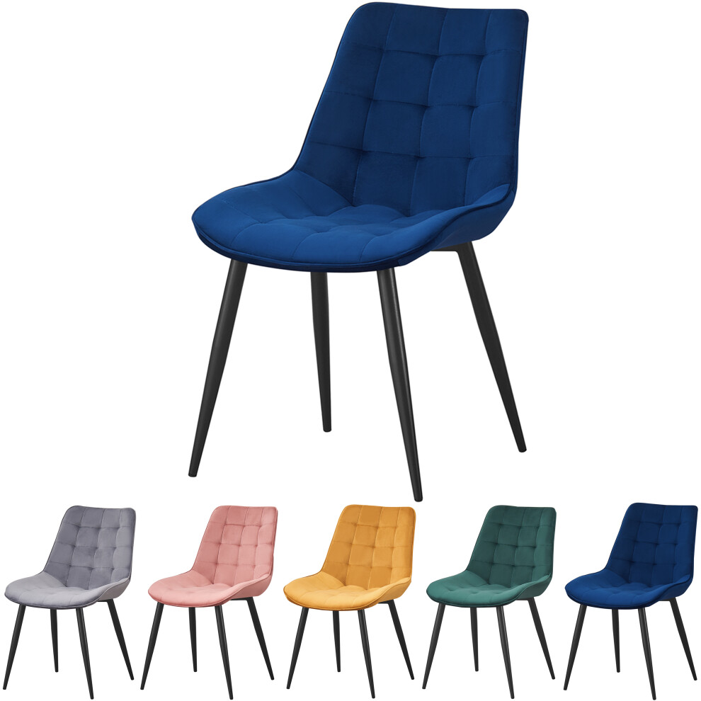 (Navy) MOF Velvet Dining chair lounge chair Pink, Green , Grey with metal legs R1