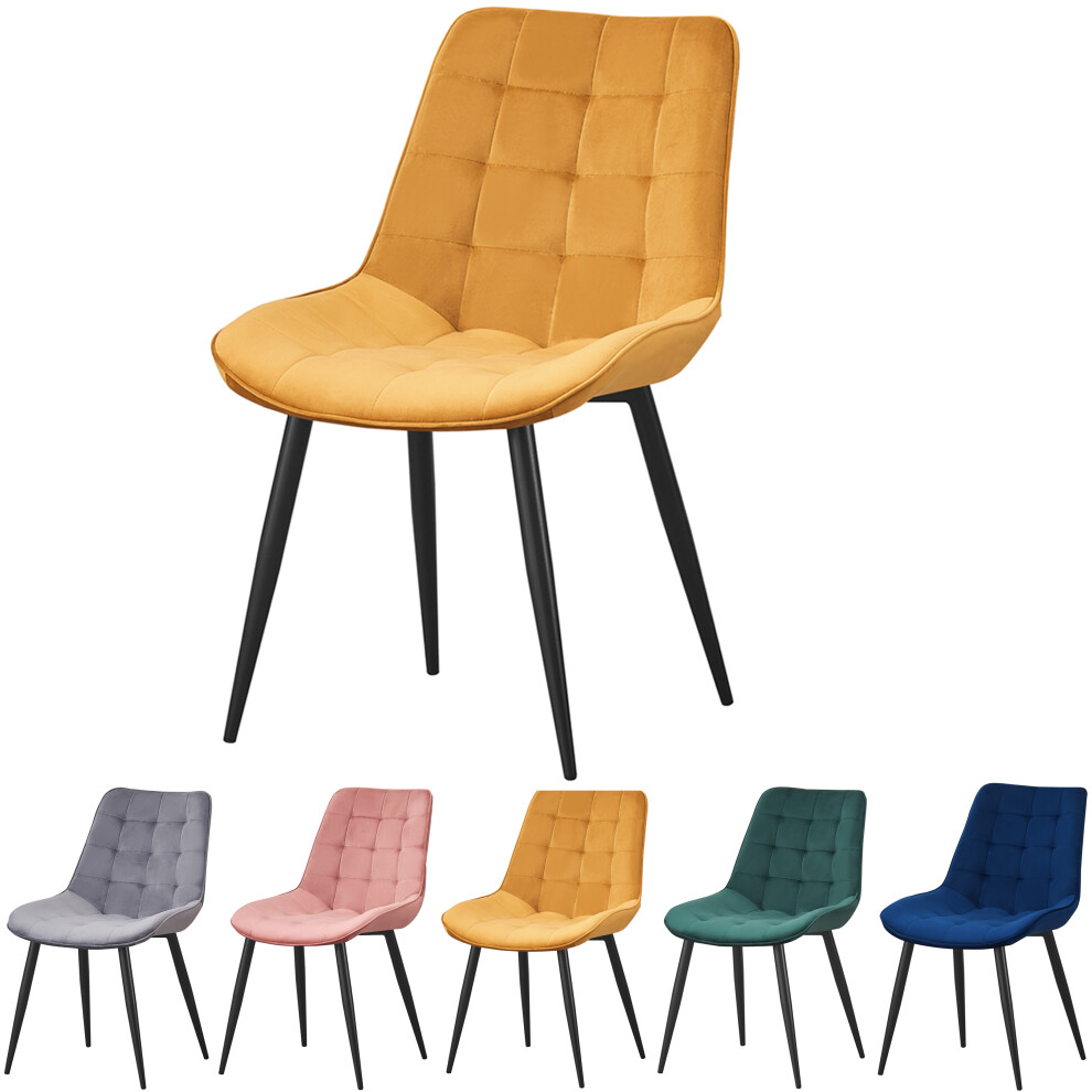 (Yellow) MOF Velvet Dining chair lounge chair Pink, Green , Grey with metal legs R1