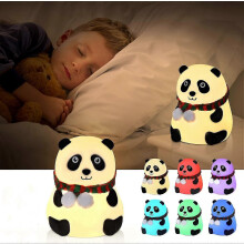 (A, One size) Panda Night Lights Rgb 7 Colors Usb Rechargeable Portable Silicone Nightlight Led Lamp For Children
