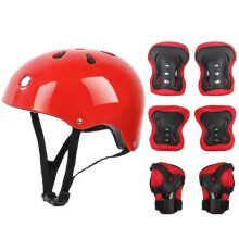 (red, One size) 7 PCS Kids Skate Protective Gear Set Roller Skate Helmet Elbow Wrist Knee Pad For Skateboard Cycling Skating
