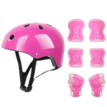 (pink, One size) 7 PCS Kids Skate Protective Gear Set Roller Skate Helmet Elbow Wrist Knee Pad For Skateboard Cycling Skating