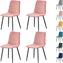 (Stripe , Pink) Set of 4 Milian Velvet Dining Chair 6 colours in stock Special Promotion!