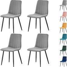 (Stripe , Grey ) Set of 4 Milian Velvet Dining Chair 6 colours in stock Special Promotion!