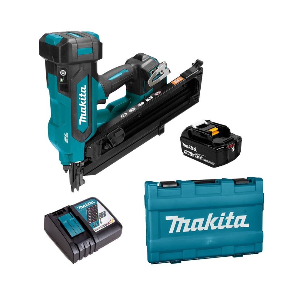 Makita DBN900ZK 18v LXT Brushless 90mm Gasless Framing Nailer + Case + 5.0Ah Kit