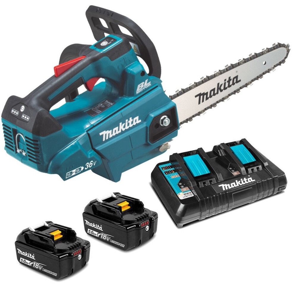 Makita DUC256PT2 Twin 18v / 36v LXT Cordless Lithium Ion Chainsaw 250mm 2x5.0ah