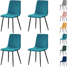 (Stripe , Teal ) Set of 4 Milian Velvet Dining Chair 6 colours in stock Special Promotion!