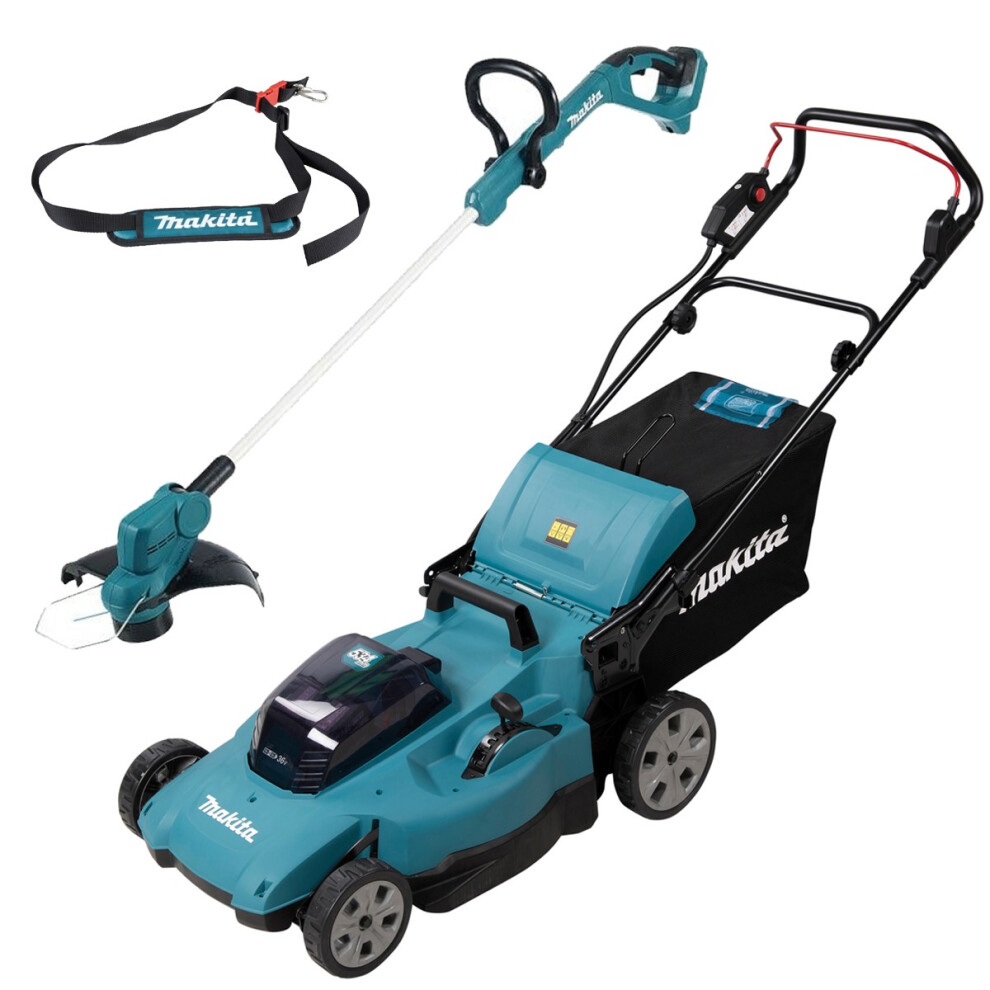 Makita DLM538Z Twin 18V / 36V LXT 530mm Push Lawn Mower + DUR193Z 18V Strimmer