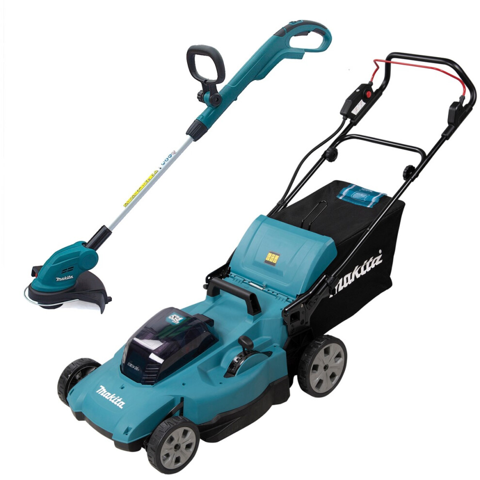 Makita DLM538Z Twin 18V / 36V LXT 530mm Push Lawn Mower + DUR181Z 18V Strimmer