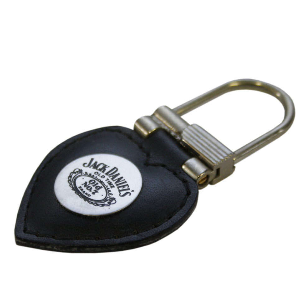 Jack Daniels Leather Keyring With Plaque Black,Silver