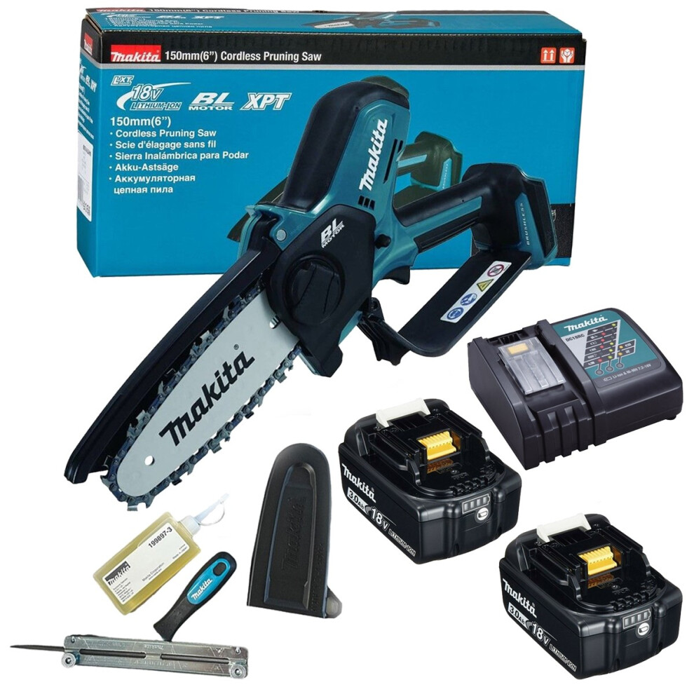 Makita DUC150Z Cordless Brushless Pruning Saw 18V 150mm 2x 3Ah Battery + Charger