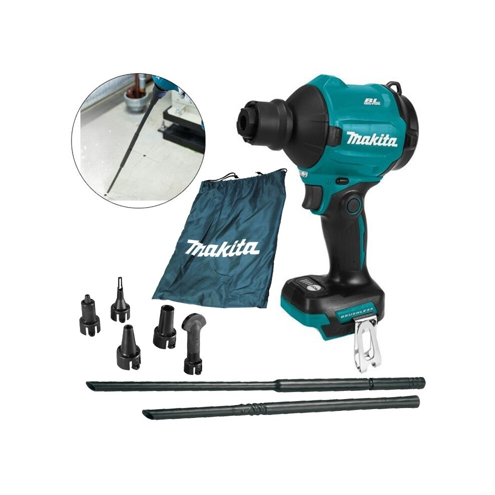 Makita DAS180Z 18v Brushless Dust Blower Inflator Deflator LXT + 6 Nozzles +Long