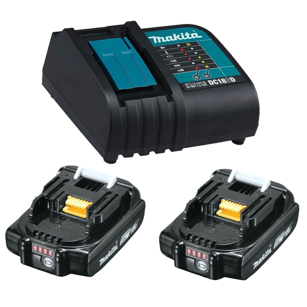 2x Genuine Makita 18V 2.0Ah LXT Lithium Battery BL1820 + DC18SD 240v Charger