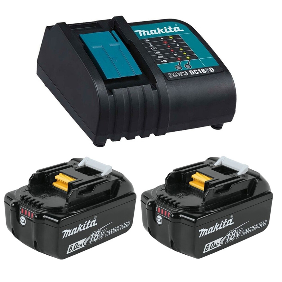 2x Genuine Makita 18V 6.0Ah LXT Lithium Battery BL1860 + DC18SD 240v Charger