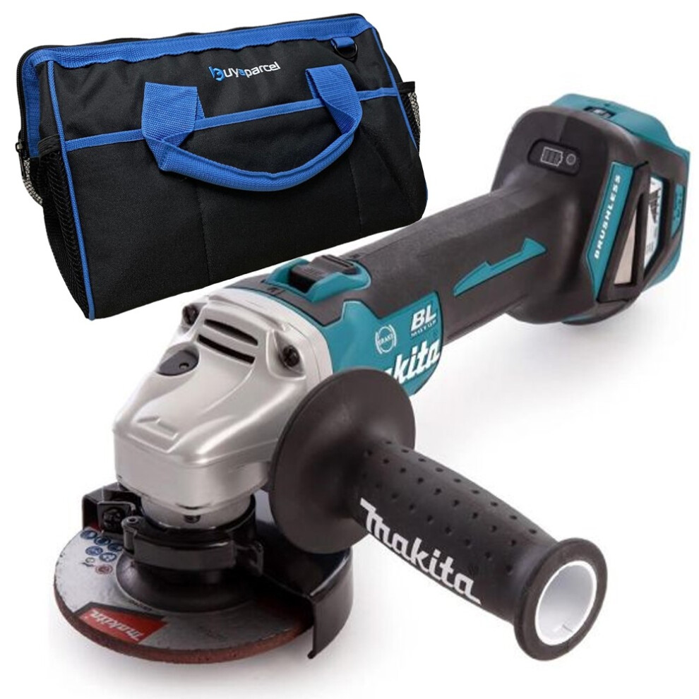 Makita DGA463Z 18v Cordless Brushless 115mm Angle Grinder + Blade - + 16" Bag