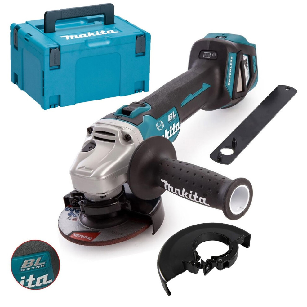 Makita DGA463Z 18v Cordless Brushless 115mm Angle Grinder +125mm Guard + Makpac