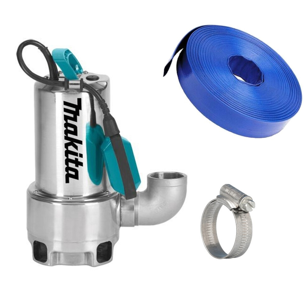 Makita PF1110 250L Submersible Electric Dirty Water Drainage Pump 1100w 10m Hose