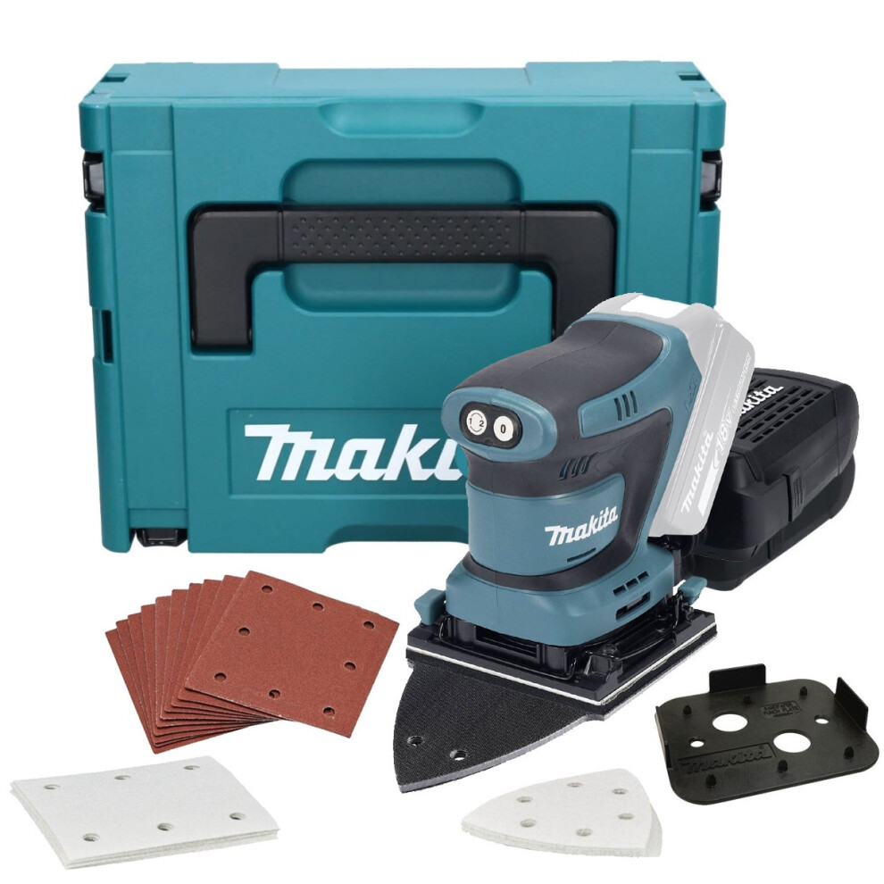 Makita DBO480ZJ 18v 114mm Detail 1/4 Sheet Finishing Delta Sander + 22 Sheets