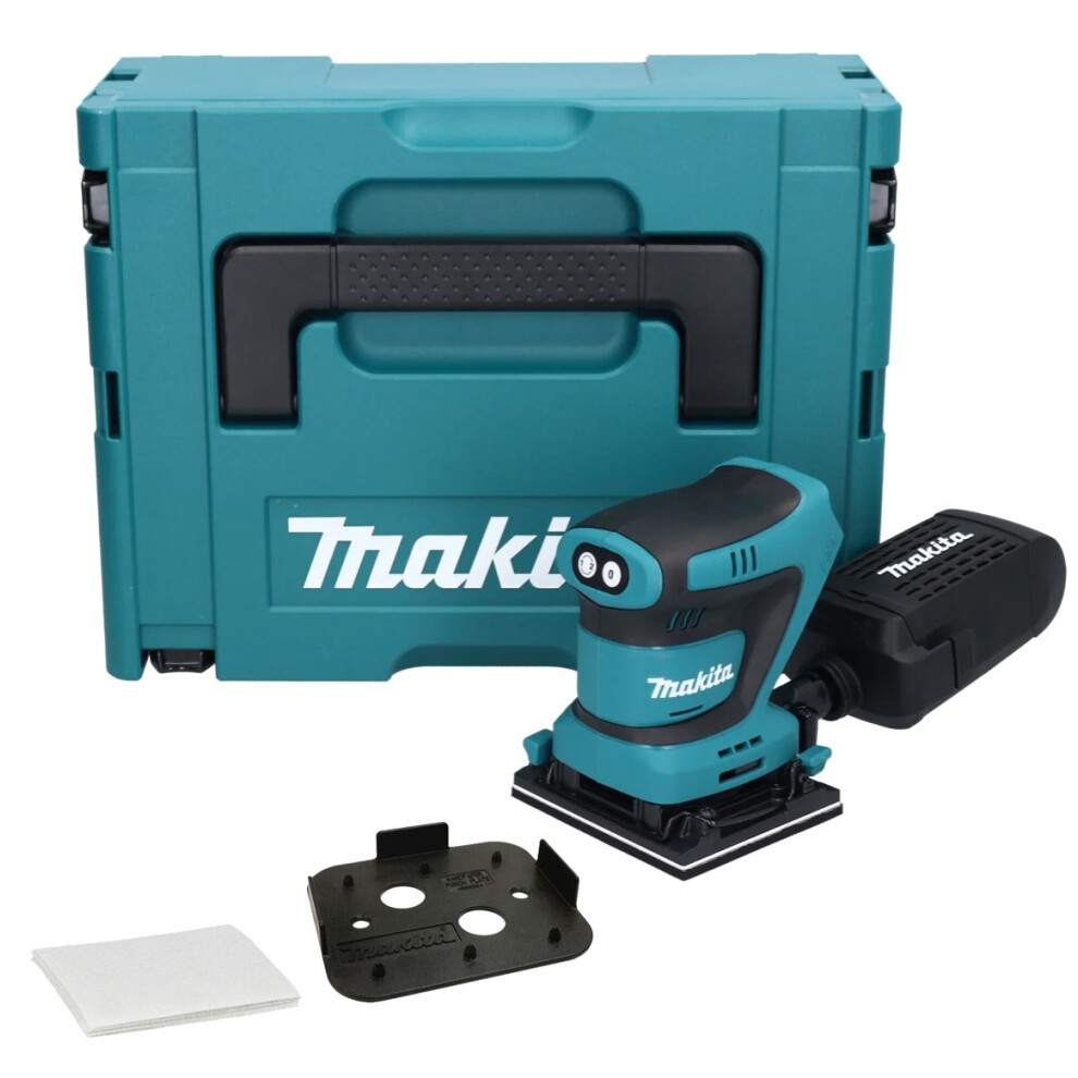 Makita DBO481ZJ 18v LXT 114mm 1/4 Sheet Finishing Cordless Palm Sander + Makpac