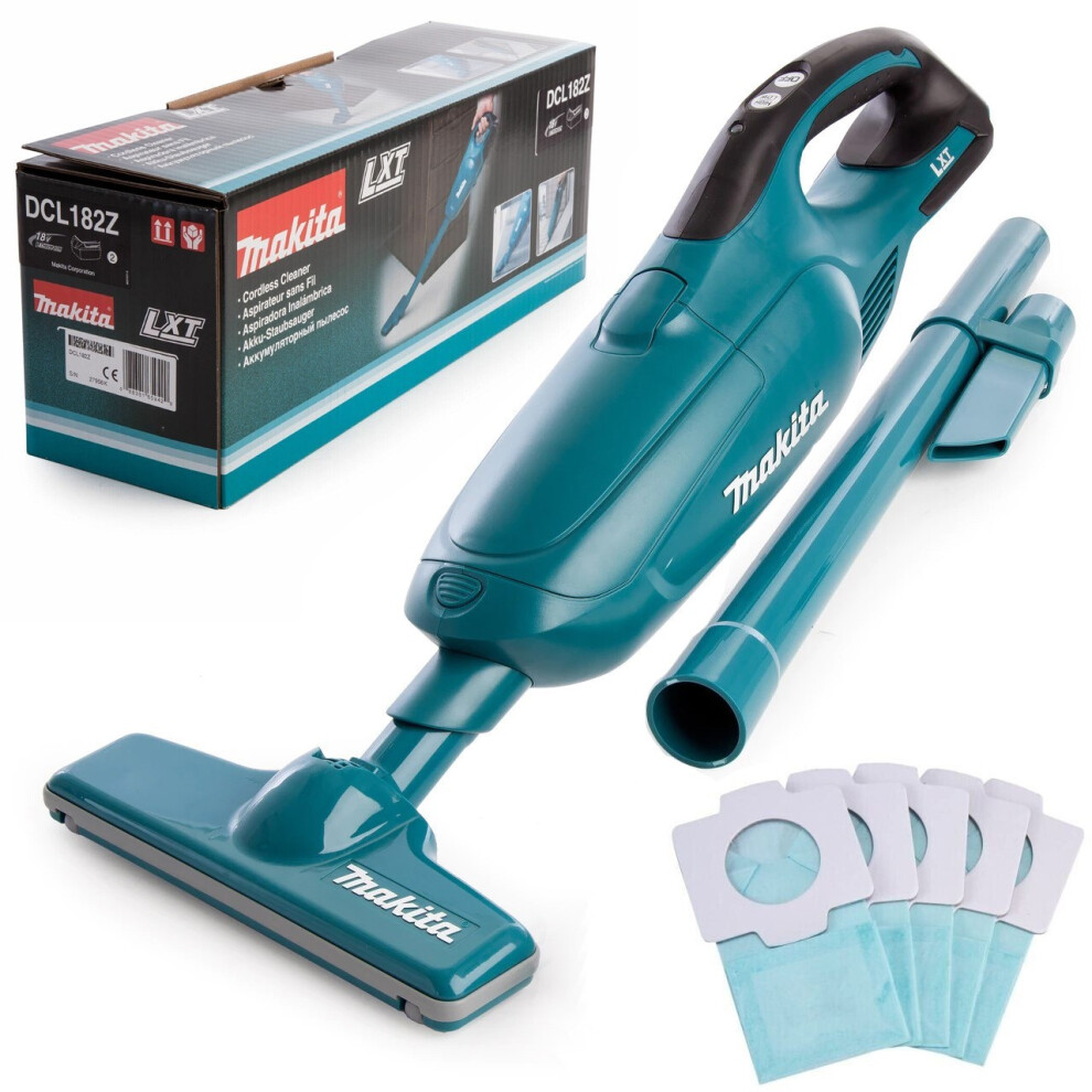Makita DCL182Z 18v LXT Lithium Ion Vacuum Cleaner Cordless High Low + 5 Bags