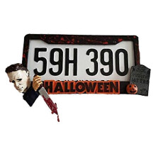 (A, One size) Halloween Licence Plate Frame Halloween Auto License Plate Frame Halloween Personalized Decorate Weatherproof Rustproof License Plate Holder Car Acces