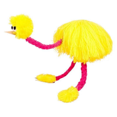 (Yellow, One size) String Marionette Ostrich Plush Doll, Pull Line Interactive Game