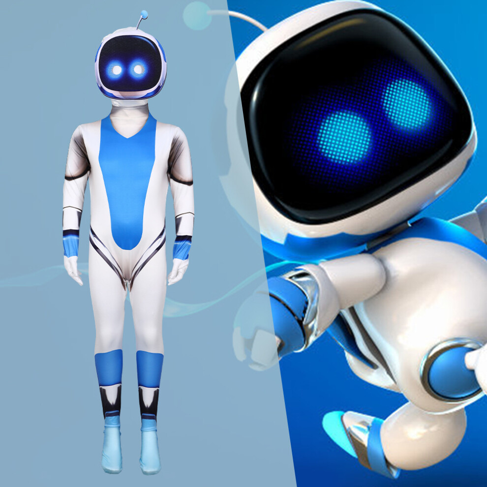 (110) Astro Bot Cosplay Costume Jumpsuit Party Fancy Dress Bodysuit for Kids Adults