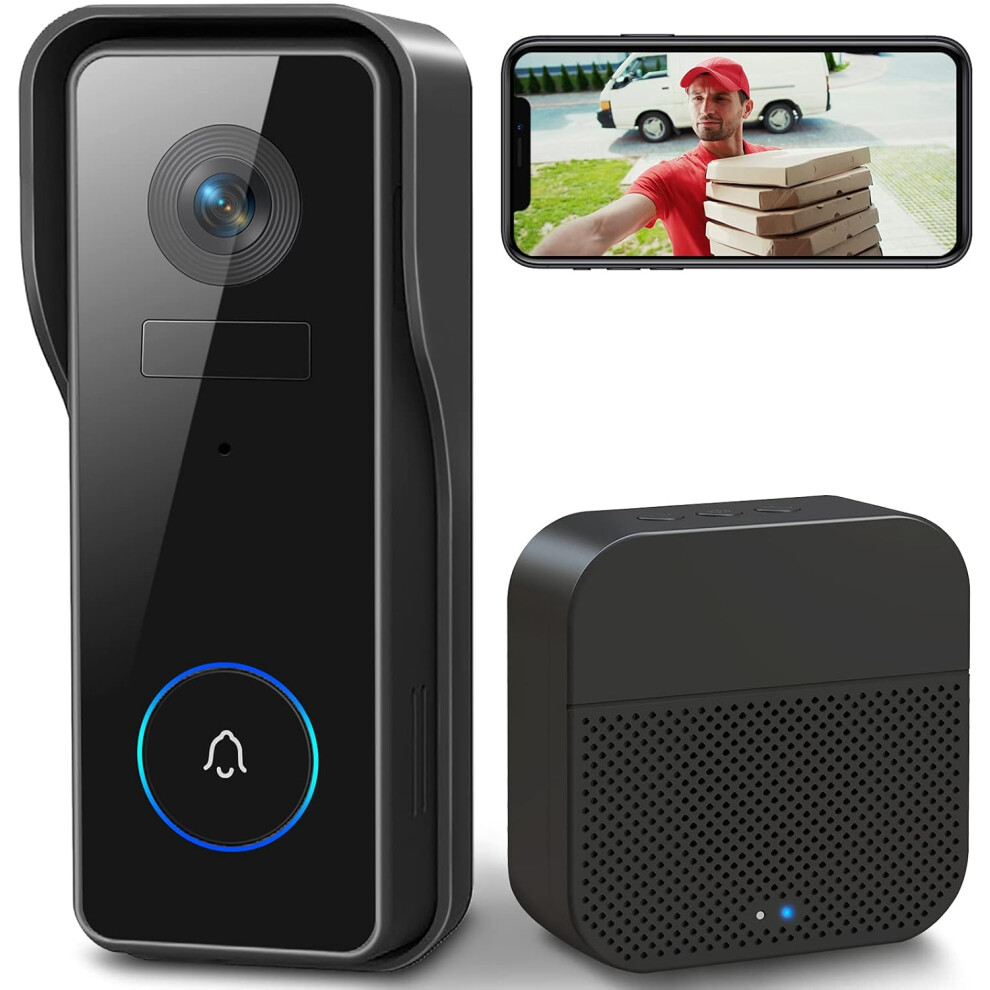 Wireless Wifi Video Doorbell Camera With Chime, 2K Hd Smart Video Doorbell With Camera Battery Operated 6921821490433