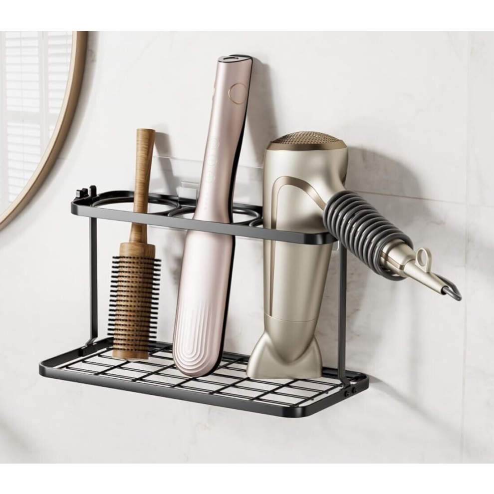 3 IN 1 Hair Dryer Holder Wall Mounted Free Standing Straightener Rack