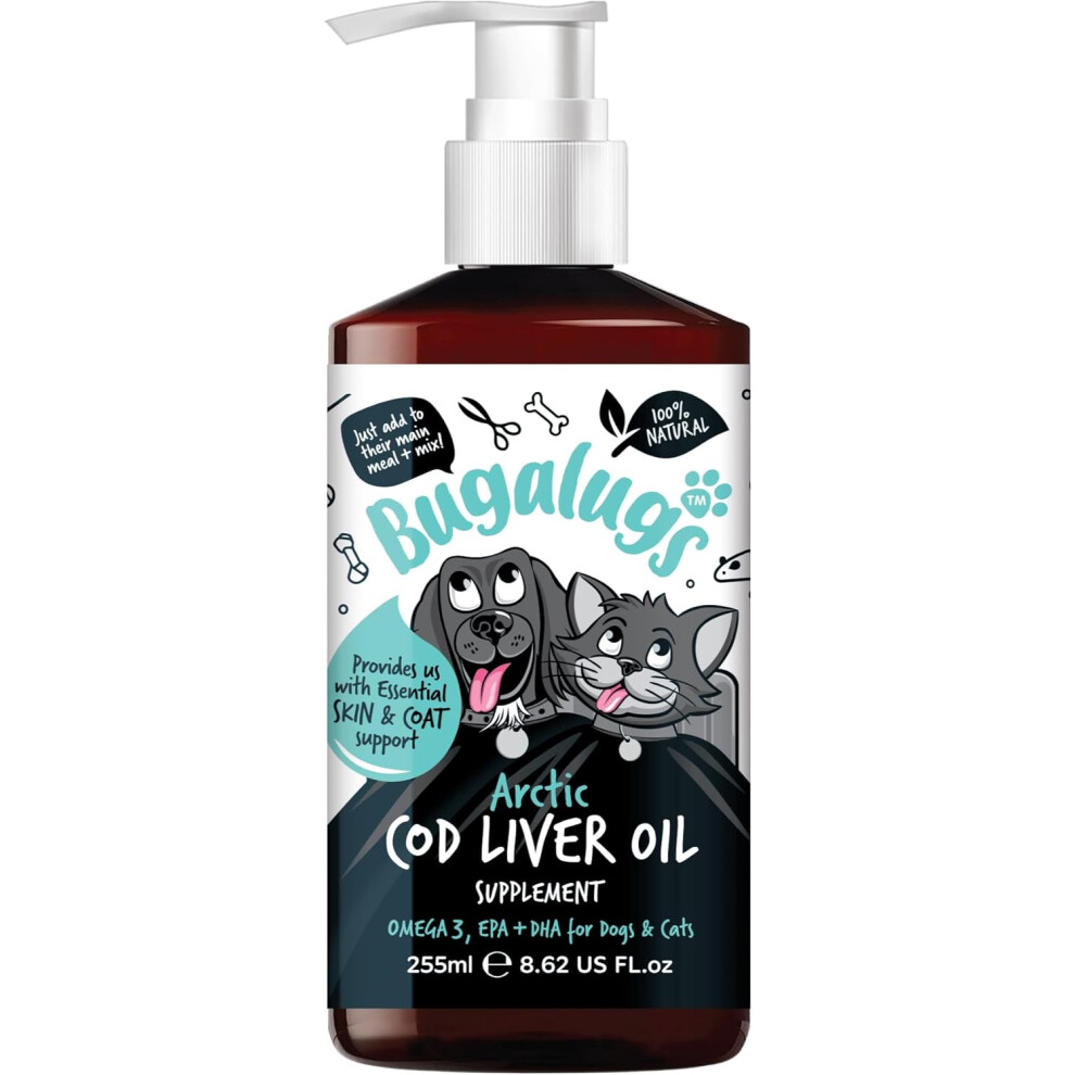 Bugalugs Cod Liver Oil For Dogs & Cats, Epa & Dha, Fish Oil For Dogs Skin & Coat