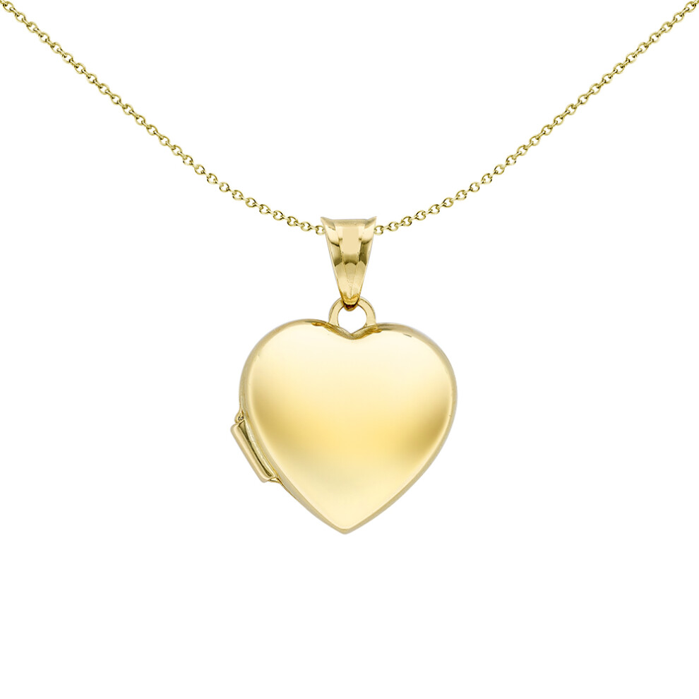 Jewelco London Ladies 9ct Yellow Gold Polished Love Heart Locket Pendant, 16mm - JLC128