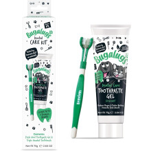 Bugalugs Dental Care Kit for Dogs & Cats Toothpaste Gel (75g) & 1 x Triple Headed Toothbrush for Dogs, Puppy, Cat & Kitten Essentials