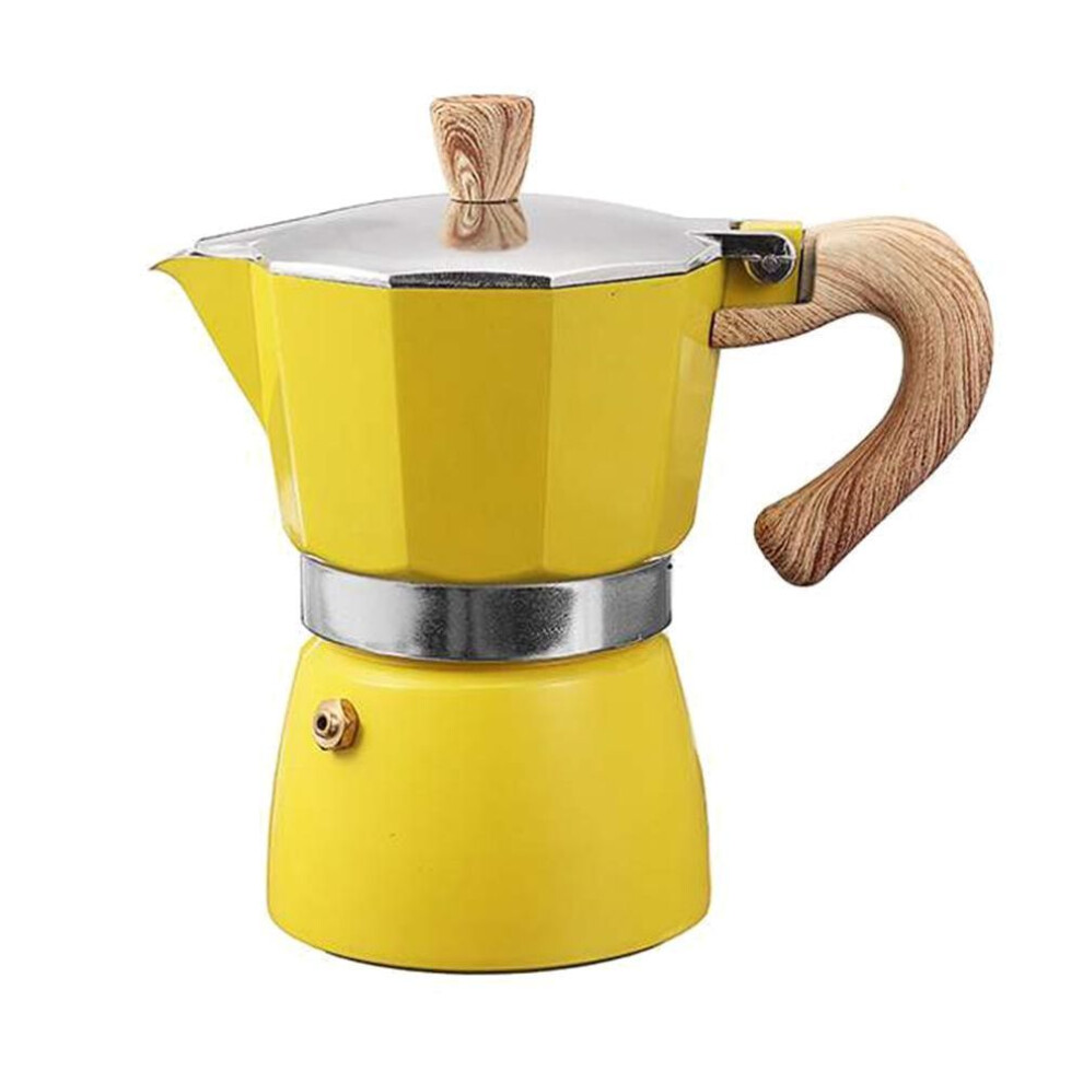 (yellow, 150ml) Aluminum Italian Style Espresso Coffee Maker Percolator Stove Top Pot Kettle