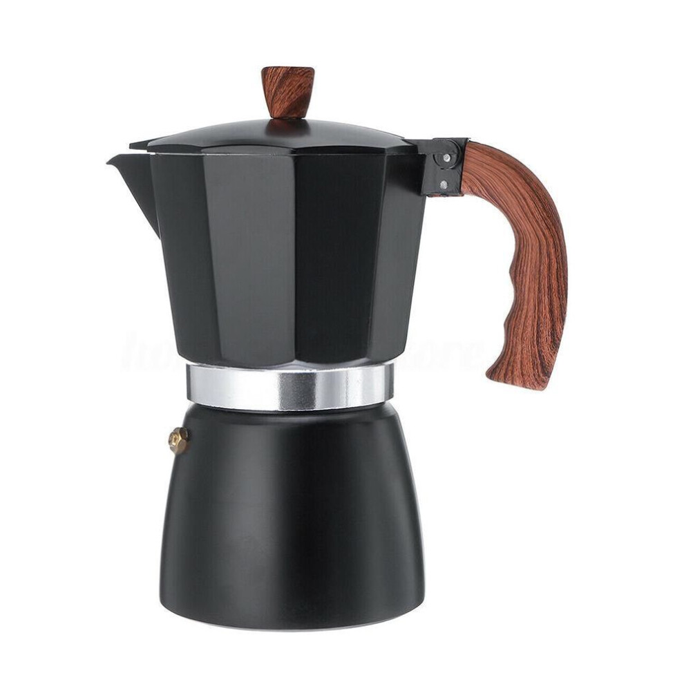 (black, 300ml) Aluminum Italian Style Espresso Coffee Maker Percolator Stove Top Pot Kettle