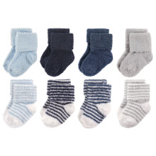 Hudson Baby Unisex Cotton Rich Newborn e Terry Socks Boy Stripe 8 Pk 12-24 mesi USA