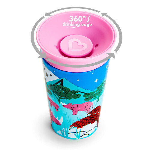 Munchkin Munchkin Miracle 360 Wildlove Sippy Cup, 9 Oz, 2 Τεμάχια, Τίγρης/Ρινόκερος 1