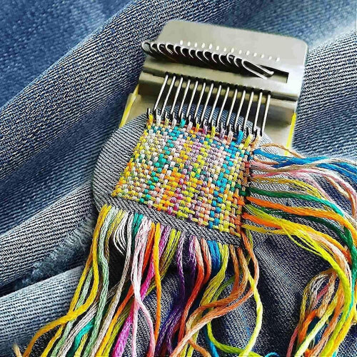 Speedweve Mini Loom - DIY Weaving Arts Darning Tool with 14 Hooks Zekai 2