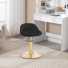 (Black + Golden) Elegant Velvet Dressing Stool with Swivel Seat