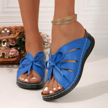 (blue, 42) Women's Solid Color Platform Sandals Lace Up Trendy Soft Sole Slides Versatile Summer Wedge Slides Shoes