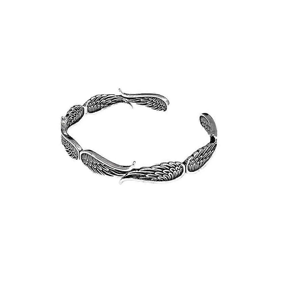 Silver Feather Angel Wings Bracelet Adjustable Cuff Bangle Charm Jewelry Gift Zekai-image-OPC-PG5JCP2-NEW